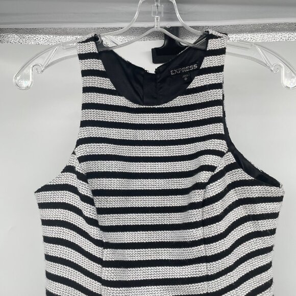 Express Womens Textured Striped Crop Top Sleeveless Black/Whiter Size XS Zip - Picture 2 of 8